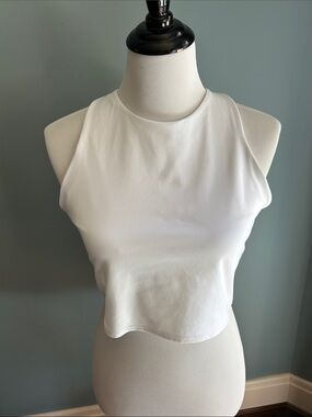 Athleta White V Neck Racer Back Sports Bra